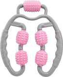 Fitness & Massage Set - De ultieme combinatie voor verbetering van lichaamsvorm en ontspanning - 1x Multifunctionele fitness en afslank klem & 1x Massage handvat met Rollers - Roze