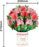 Unikorf 3D Pop-Up Wenskaart: Handgemaakt Anjer Boeket
