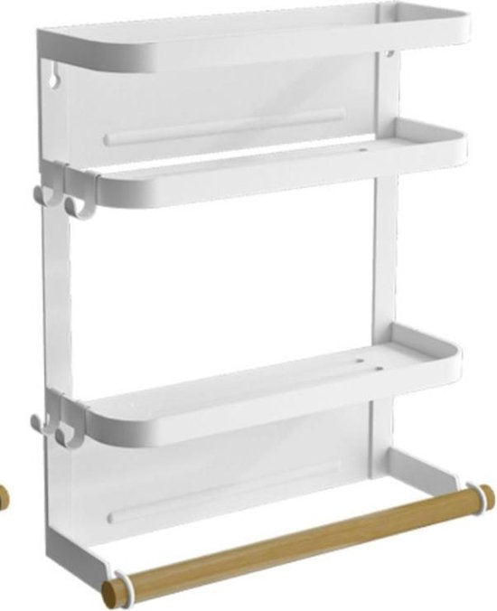 Multifunctioneel Ophangbaar Keukenrek of badrek- multifunctioneel organiser  - Magnetisch - Wit