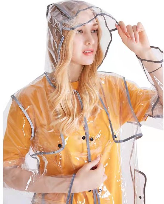 Transparante Regenjas met Capuchon - Reflecterende Rand - Waterafstotend - EVA - One Size