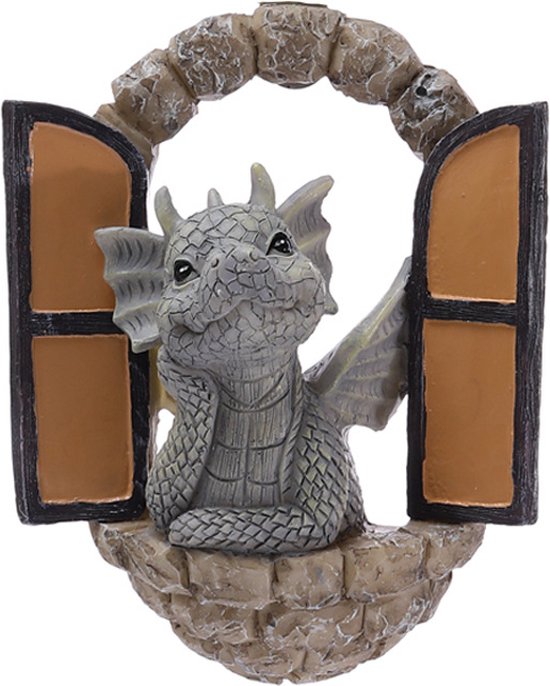 hoogkwalitatieve kunststof - decoratiefiguur Dinosaurus-T-Rex bij de raam-interieur-Tuinbeeld ophangbaar