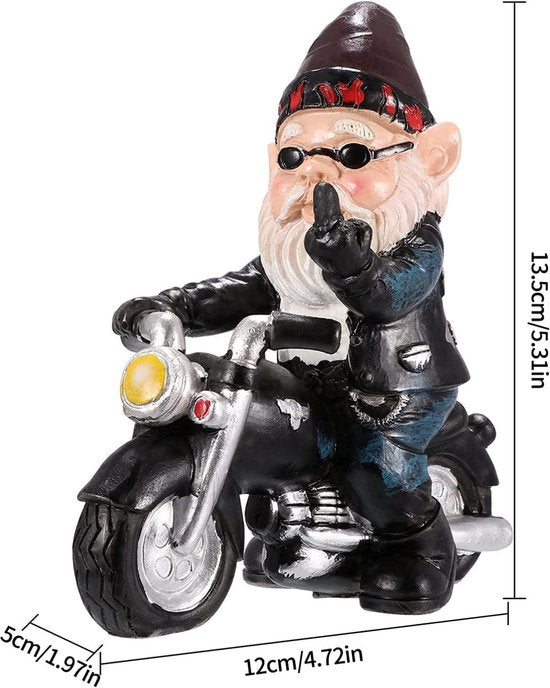 Tuinkabouter motorfiets dwerg - waterdicht tuindecoratie - grappige motorcadeaus - balkondecoratie