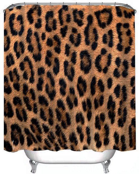 Waterdicht douchegordijn met luipaardprint - - Luxe Uitstraling, Uitstekende Waterbestendigheid - Hoogwaardig, Extra Dik, Gemakkelijk te Installeren 180*200CM-zwart/goud
