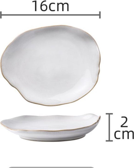 serviesset - porselein - uniek gevormde borden en kom - 16 delig - 4 personen