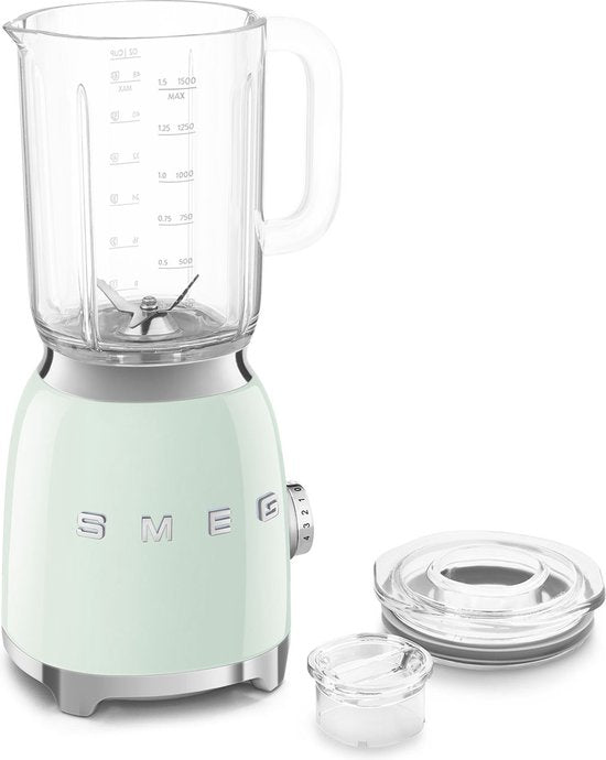SMEG BLF03PGEU Blender - Smoothie Blender - 800W - 1,5L Tritan™ Kan - 4 Snelheden - Ice Crush & Smoothie Functie - '50s Style - Watergroen