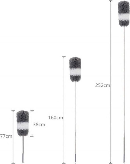 3-in-1 telescoopsteel met plumeau, lamellen- en chenillekop