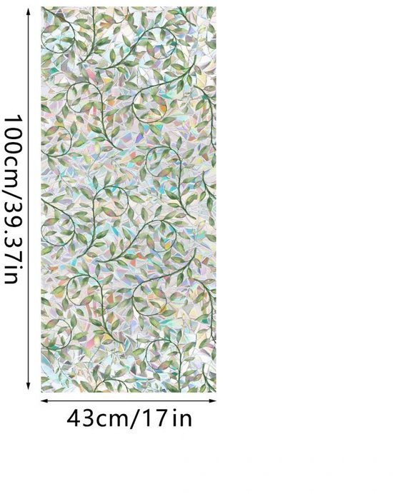 PVC glasfolie 40x100 cm - Bladpatroon, Zelfklevend & Privacy