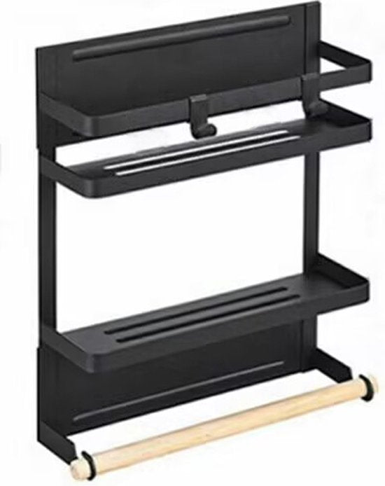 Multifunctioneel Ophangbaar Keukenrek of badrek- multifunctioneel organiser  - Magnetisch - Zwart