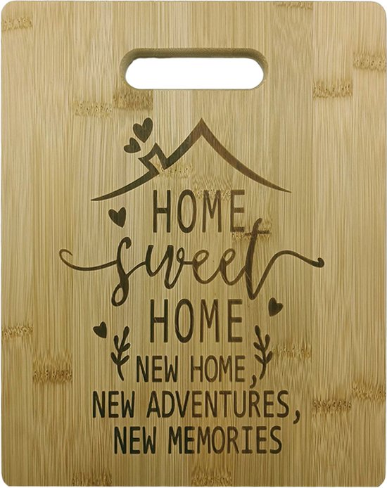Bamboe Snij- en Serveerplank 'Home Sweet Home' - 28x22 cm