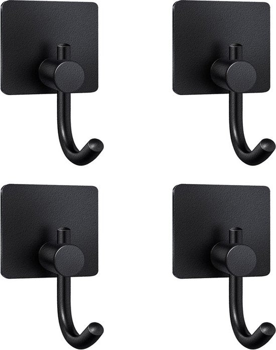 Unikorf 4x Zelfklevende Handdoekhaakjes, Zwart