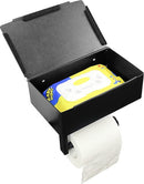 3-in-1 RVS Toiletrolhouders Zelfklevend-Vochtig Toiletpapier houder- met plankje-zwart