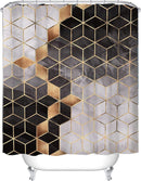 Waterdicht douchegordijn marmerpatroon 180x200CM zwart/goud