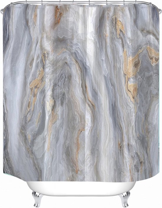 Waterdicht douchegordijn kiezelpatroon 180x200cm lichtgrijs