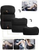 opblaasbare Vliegtuigbedje-voetensteun In Hoogte Verstelbaar -Verschillende Standen - Saffierblauw