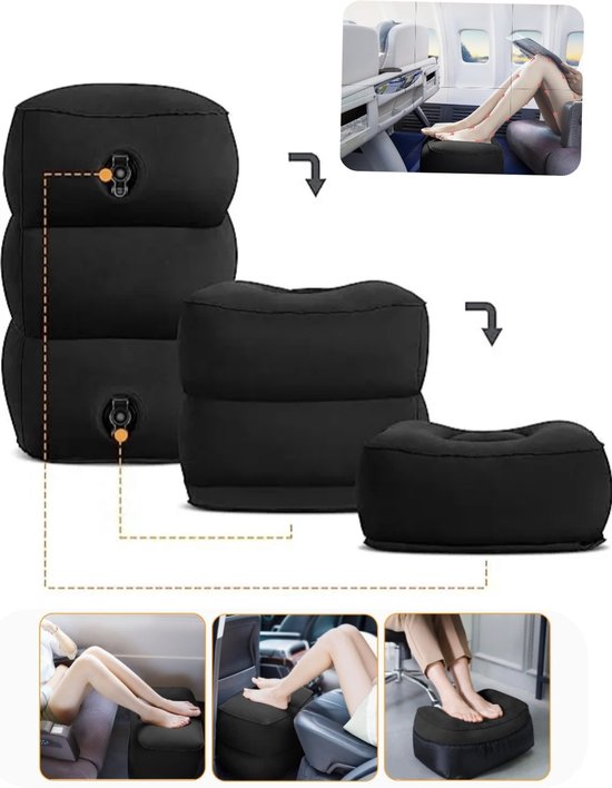 opblaasbare Vliegtuigbedje-voetensteun In Hoogte Verstelbaar -Verschillende Standen - Saffierblauw