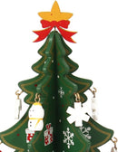 Mini Houten 3D Kerstboom – Met 10 Decoratieve Hangers – Feestelijke Tafeldecoratie - Hoogte 17.2 cm