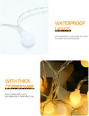 Lichtsnoer-Led Lampjes Slinger-20 LED bolletjes -werkt met USB- tuindecoratie-3 meter (warm wit)