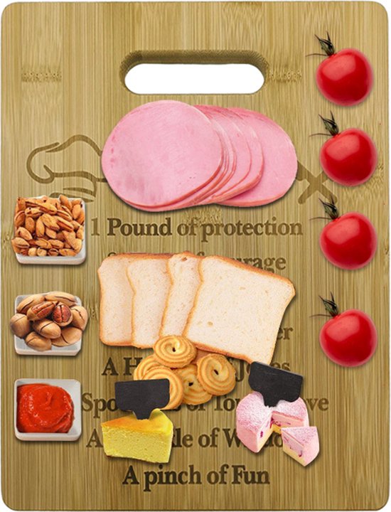 Bamboe Snij- & Serveerplank 'vaderliefde' - Duurzaam met Lasergravure - Ideaal als Borrelplank of Keuken Decor - Ophangbaar - Perfect vaderdag Geschenk - 28x22 cm