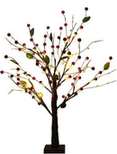 Kunstmatige Rode Fruitboom Lamp - Flexibele LED Verlichting - Sfeerlicht voor Woonkamer en Slaapkamer - Batterijbediening - 33cm x 54cm x 10cm