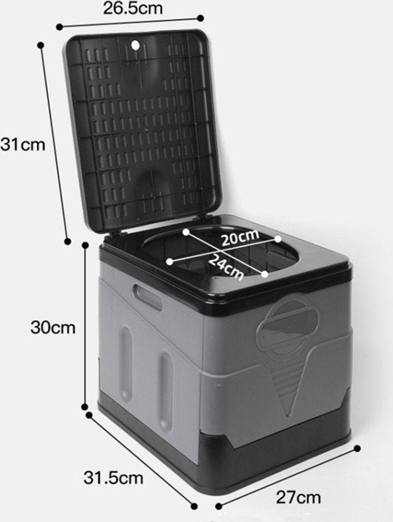 Opvouwbaar toilet- Camping Toilet -grijs (inclusief 12 sets accessoires)