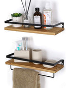 Wandrek 2-lagen met handdoektang voor badkamer - Zwart/Bruin