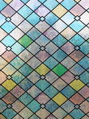 Milieuvriendelijke PVC Glasfolie - Kleurrijk Ruitjespatroon -Zelfklevend- Privacy en UV Bescherming - 90x200 cm
