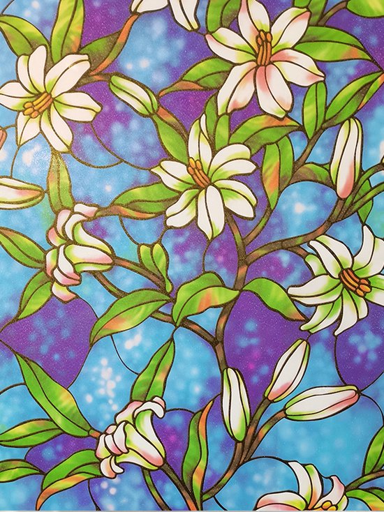 Milieuvriendelijke PVC Glasfolie - Leliebloemen - 90x200 cm