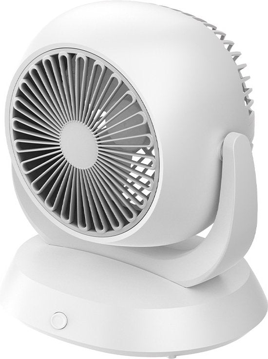 USB Oplaadbare Tafelventilator – 210° Breedhoek Wit