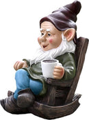 Rustieke Kabouter in Schommelstoel - Tuindecoratie 15 cm