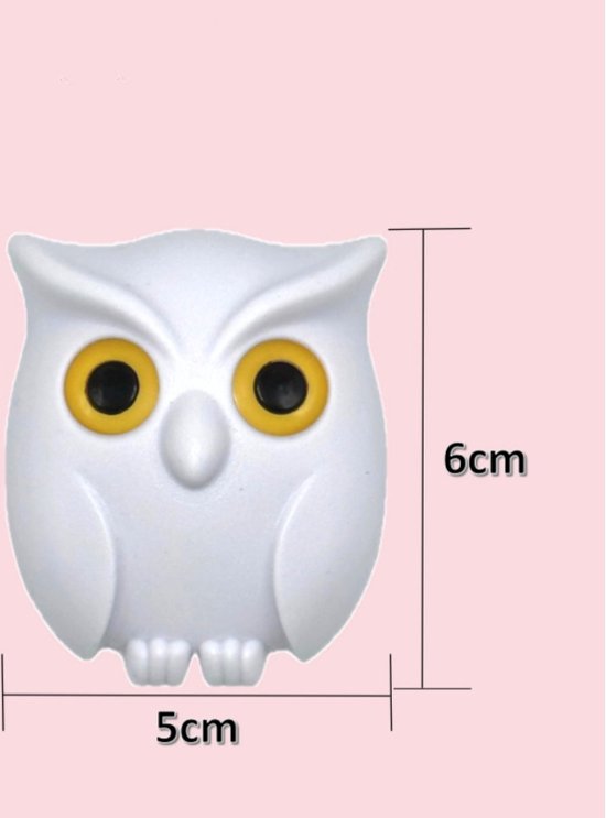 Nachtuil Sleutelhangerhouder Wit - Interactief Design - 6x5 cm - Bekend van TikTok