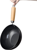 Traditionele Smeedijzeren Wokpan 22 cm met Visgraat Non-Stic