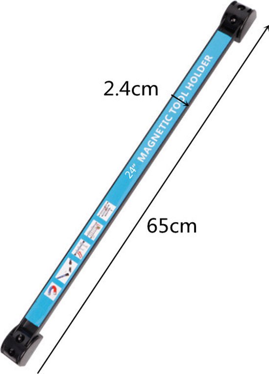 2 stuks Magnetische Gereedschapshouder - opbergsysteem-Sterke Opslagstrip voor Werkplaats en Garage-Draagkracht tot 10 kg-65x2.4cm