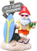 Grappige Relaxte Kabouter met Surfplank - Kleurrijke en Weerbestendige Tuinornament - Vrolijke Tuindecoratie