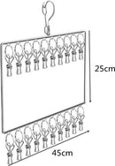2 stuks Revolutionair Roestvrijstalen Droogrek voor Sokken en Ondergoed – 2 Lagen, 20 knijpers-Windproof Ontwerp-zilver