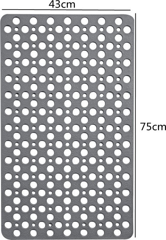 Veilige en Duurzame Anti-Slip Badmat van Milieuvriendelijk TPE – 75x43 cm – Grijs