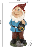 Tuinkabouterbeeld met Lantaarn - Tuindecoratie 9x8x20cm