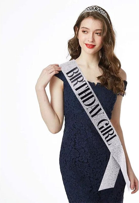 Verjaardag Sjerp en Tiara - Met text "Birthday Girl" - Zilver