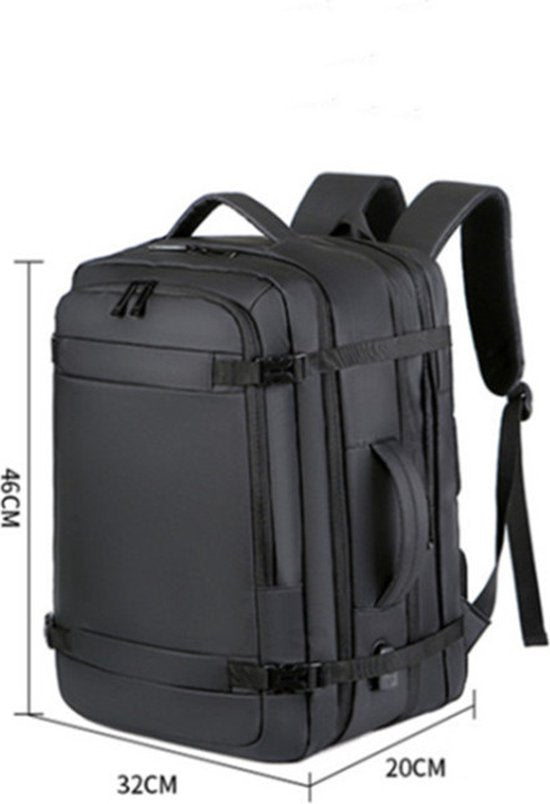 Stevige multifunctionele laptoptas / schooltas - laptop tot 15,6 inch - water afstotend, meerdere vakken - met usb aansluiting - Zwart
