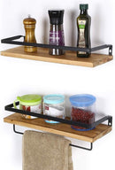 Wandrek 2-lagen met handdoektang voor badkamer - Zwart/Bruin