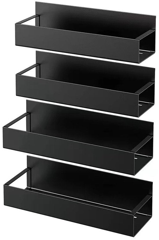 4-in-1 Magnetisch RVS Kruidenrek Perforatievrij, Zwart