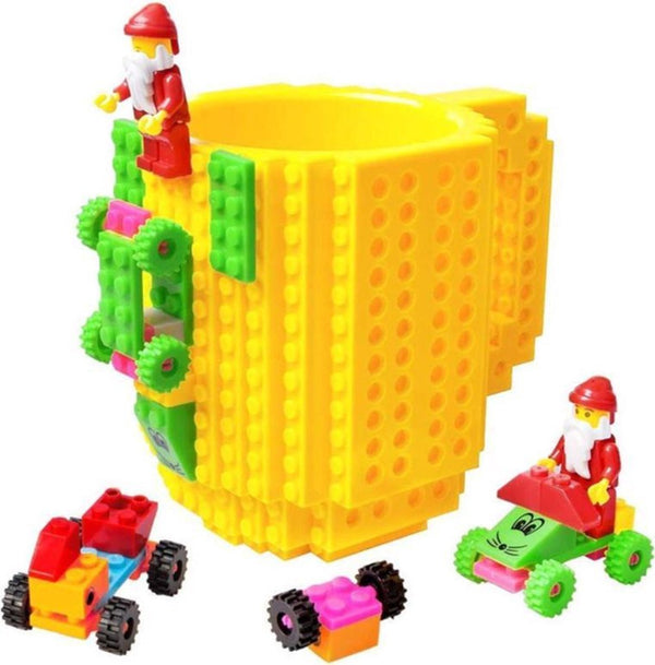 Lego Bouwsteen Mok Geel - Bouw Je Eigen Mok - 350 ml