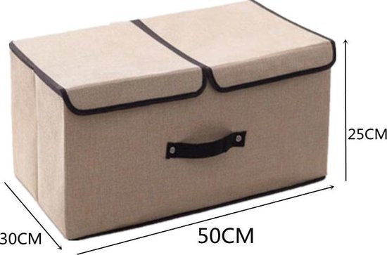 Opvouwbare opbergbox - Stevig materiaal - 50x30x25cm - Beige