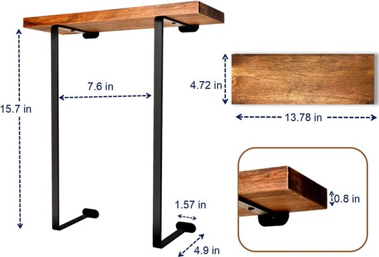 Handdoekrek met houten plank - zwart