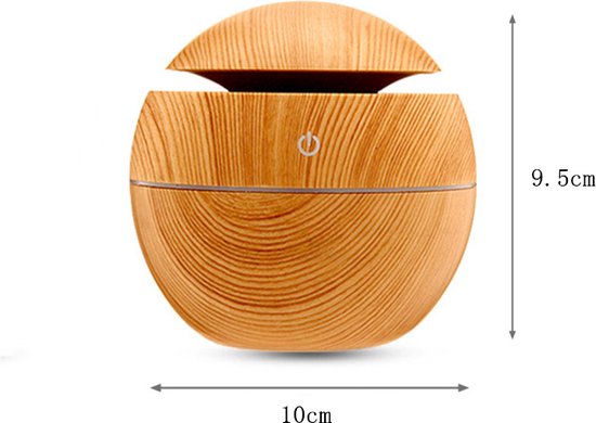 Luchtbevochtiger met verlichting - Houtkleur - 10x10x9,5cm