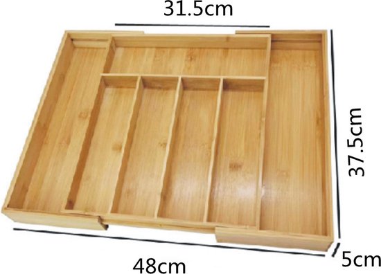 Uitschuifbare bamboe bestekbak - 7 vakken