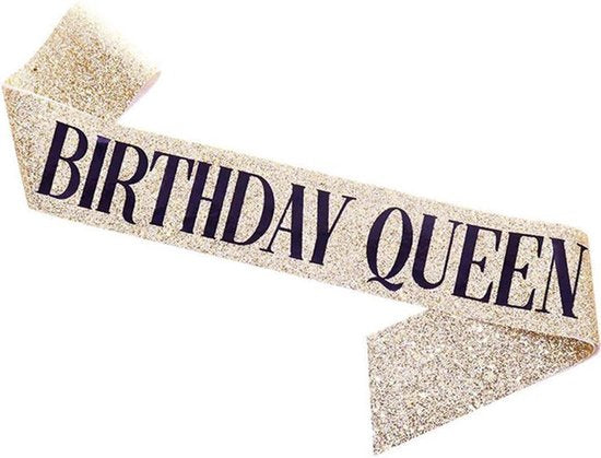 Verjaardag Sjerp en Tiara - Met text "Birthday Queen" - Goud