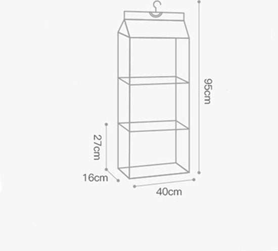 Hangende garderobe opbergruimte 3 lagen beige