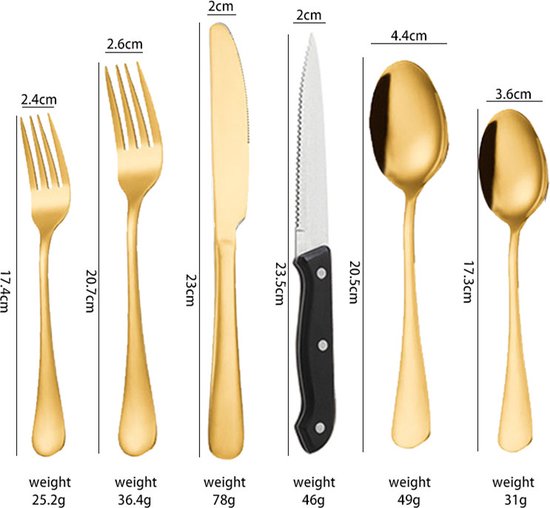 36 Delig RVS Bestekset - Goudkleurig