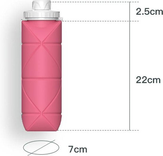 Roze opvouwbare waterfles voor buiten 600ML