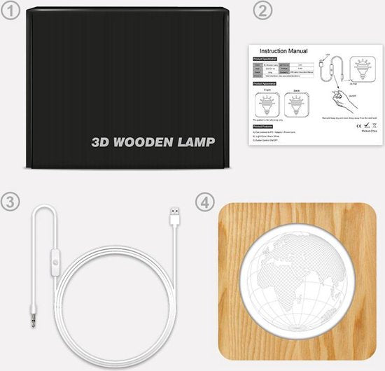 Houten Tafellamp met LED Verlichting